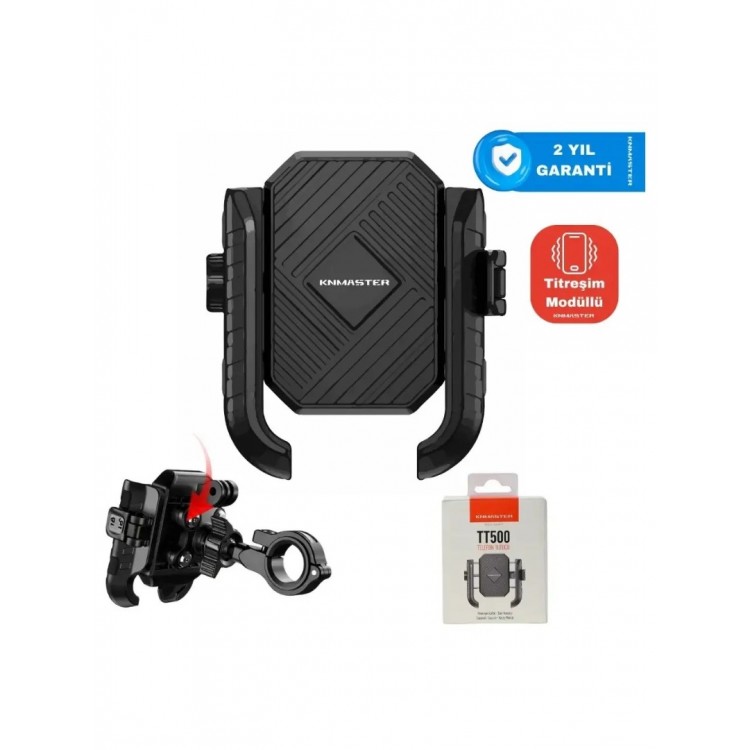 KNMASTER TT500 Titreşim Önleyicili Motosiklet Telefon Tutucu (Kamera Bağlantılı)