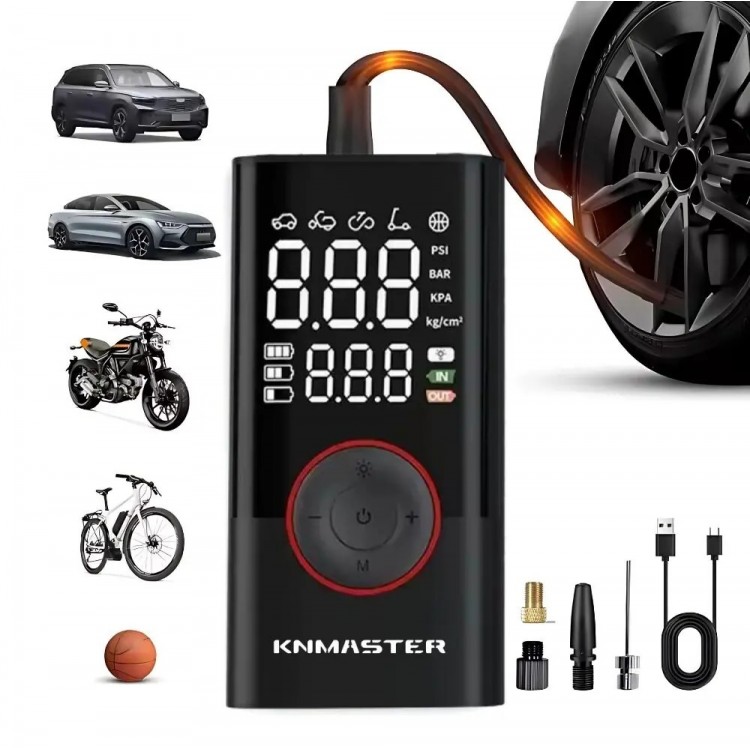 Knmaster LP200 – 150 PSI Dijital Göstergeli Şarjlı Hava Pompası