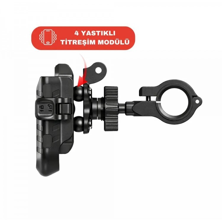 KNMASTER TT500 Titreşim Önleyicili Motosiklet Telefon Tutucu (Kamera Bağlantılı)