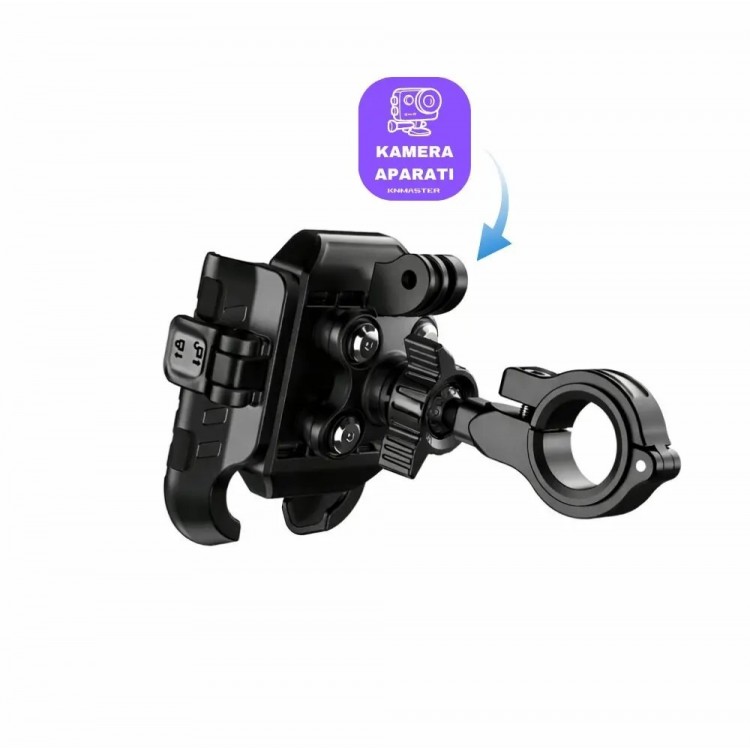KNMASTER TT500 Titreşim Önleyicili Motosiklet Telefon Tutucu (Kamera Bağlantılı)